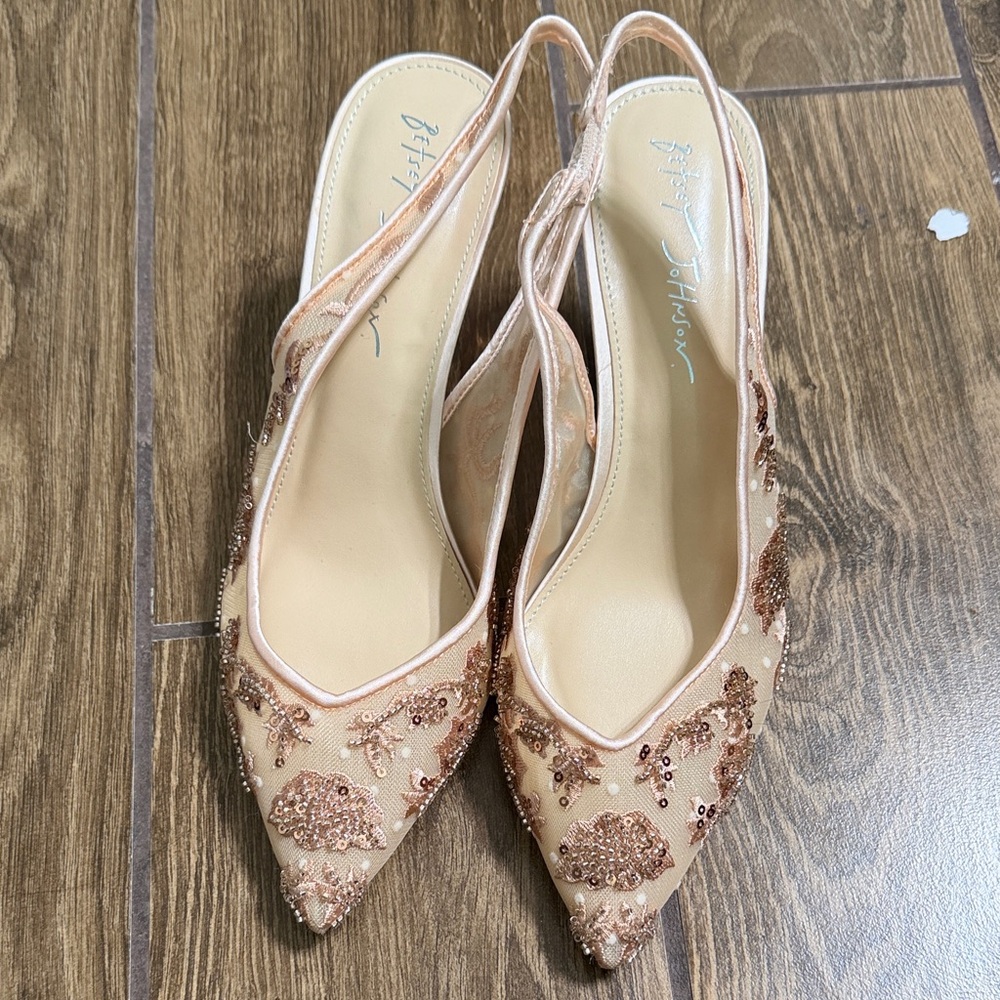 Betsey Johnson Embellished Nude Heels